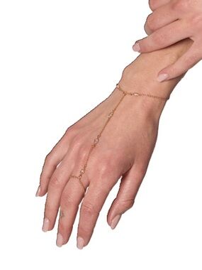 Crystal Haze Crystal Hand Chain Bracelet to Ring in Gold Tone